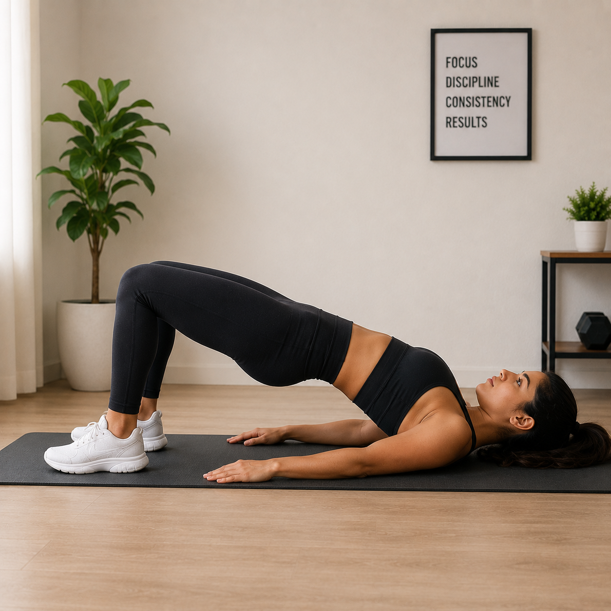 a women doing glute bridge